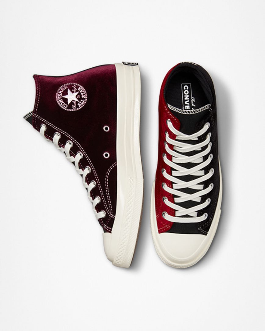 Men's Converse Chuck 70 Beyond Retro Velvet High Top Shoes Black / Red | AU 45693J